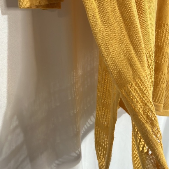 Rachel Zoe Yellow Linen Slouchy‎ Coastal Grandma Lagenlook Tunic Sweater Medium - Picture 4 of 9